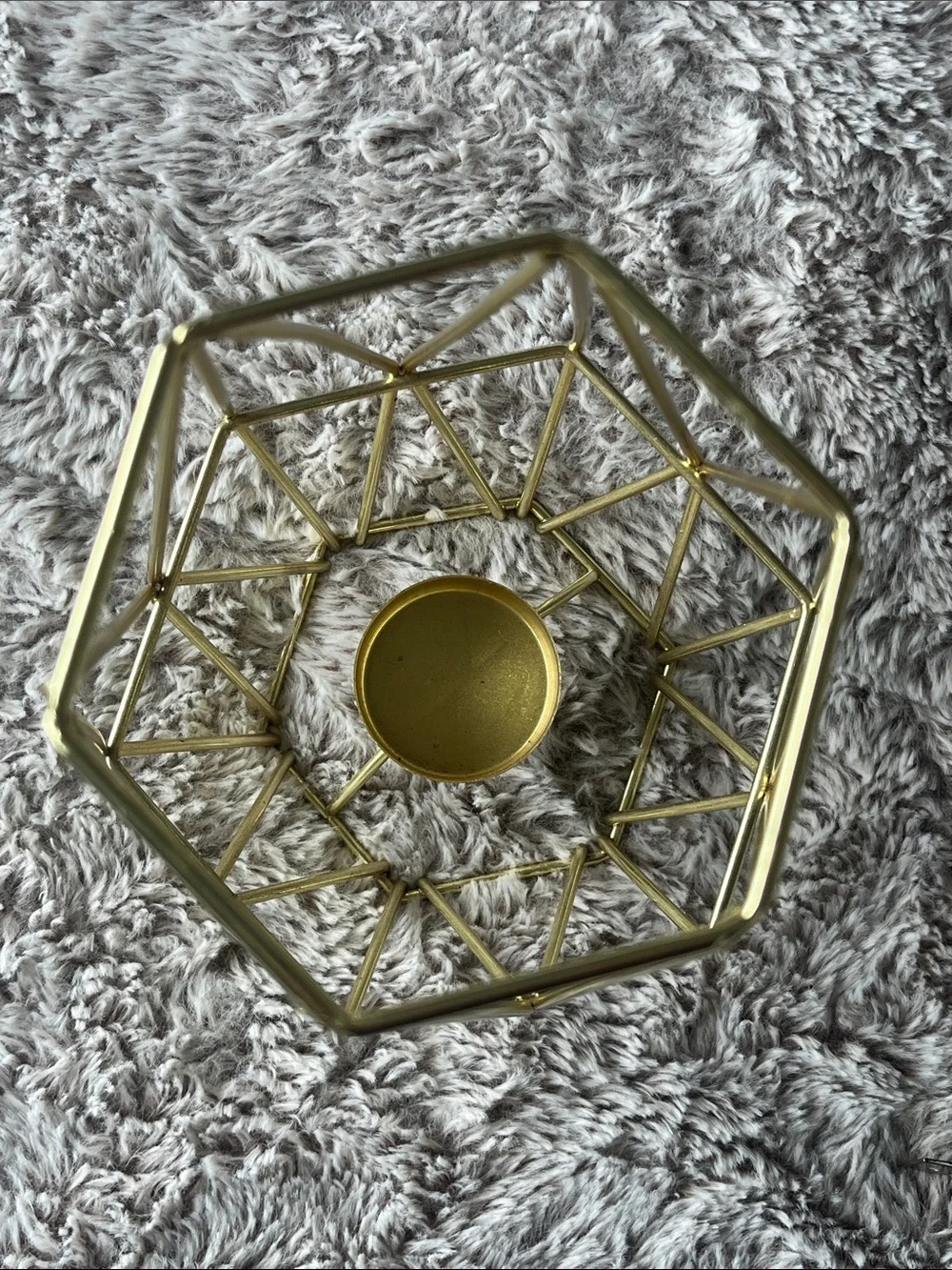 Source Unknown Gold Geometric Candle Holder